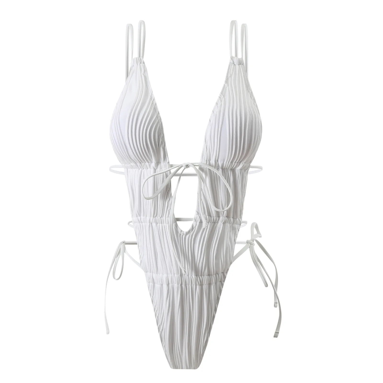 Traje de baño ahuecado con escote en V profundo, traje de baño de una pieza con vendaje para mujer, Monokini sin espalda 2021, traje de baño brasileño, ropa de baño femenina