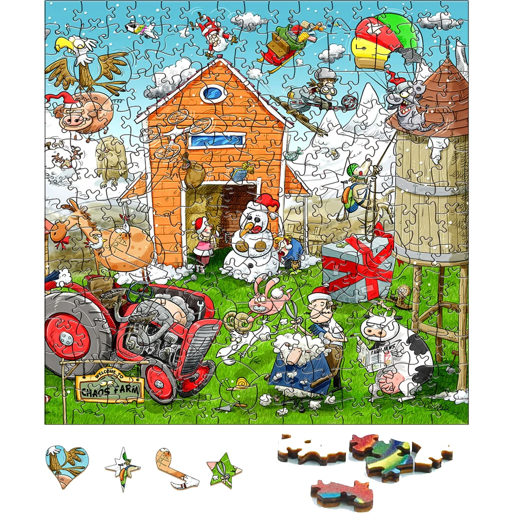 

Wooden Cheerful Farm Jigsaw Puzzle Party Games Toys For Adults Wood Board Game Wood Puzzle Winter Farm Class Toys For Kids