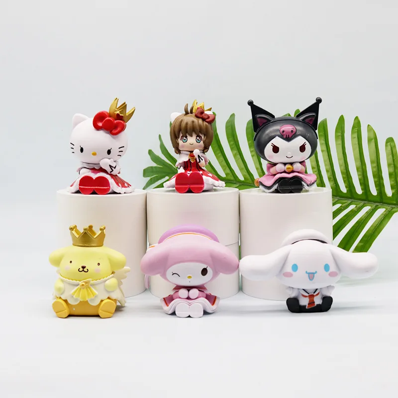 サンリオのかわいいキティちゃんフィギュア、クロミ、ユグイ犬、さくらの座り人形、エッグトイ、ガチャガチャの飾り