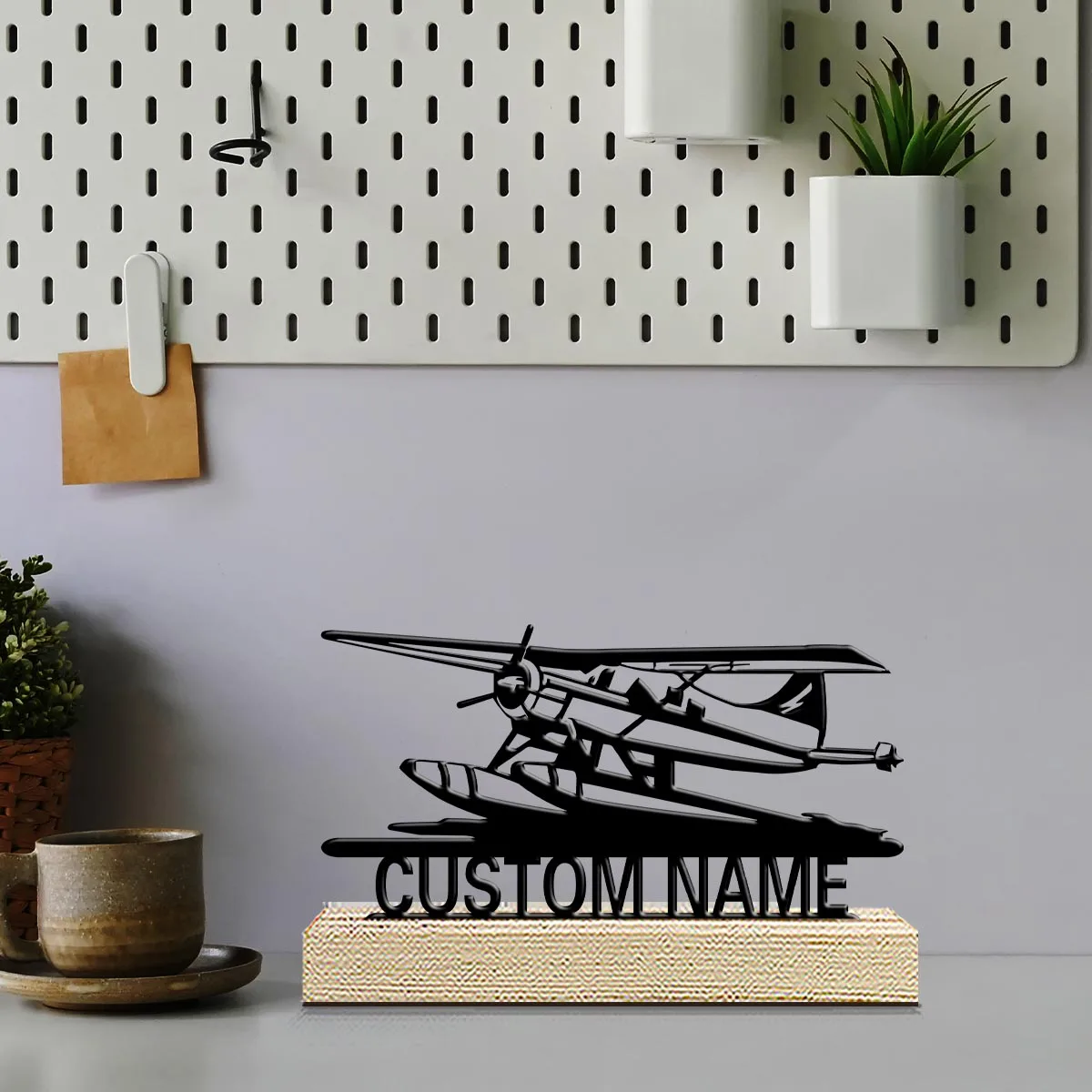 1pc Desktop Metal Ornaments Custom Content Equipped with Wooden Base Holiday Decoration Gifts,Desktop Statue Ornaments