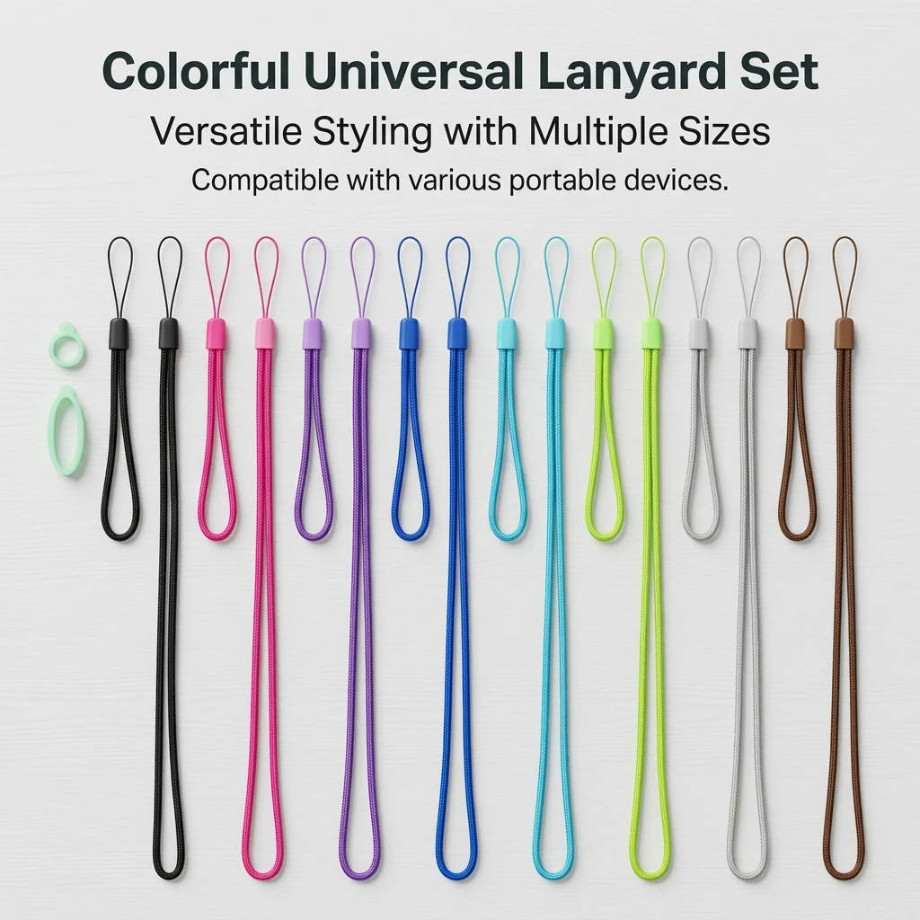 

Universal Silicone Lanyard Set for Vape Devices, Nylon Neck Strap with Large & Small Silicone Loops, Anti-Lost Neck Strap