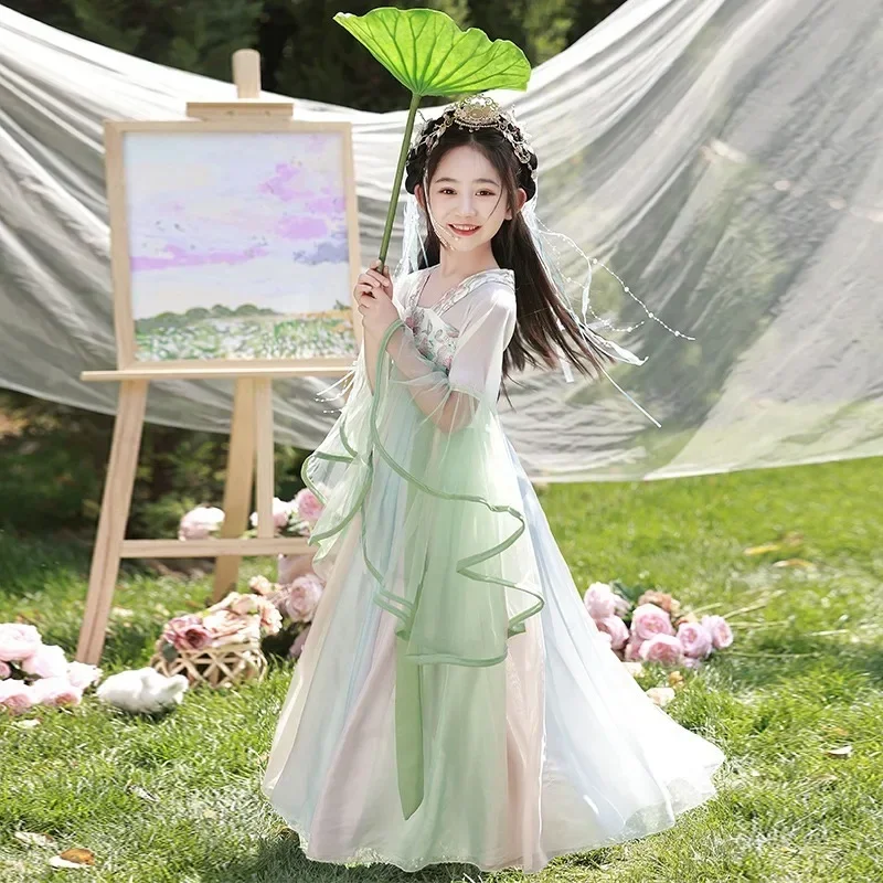 

Children's Super Immortal Hanfu Summer Thin Sweet Beauty Children's Ancient Tang Clothing Immortal Chinese Style Girl Hanfu