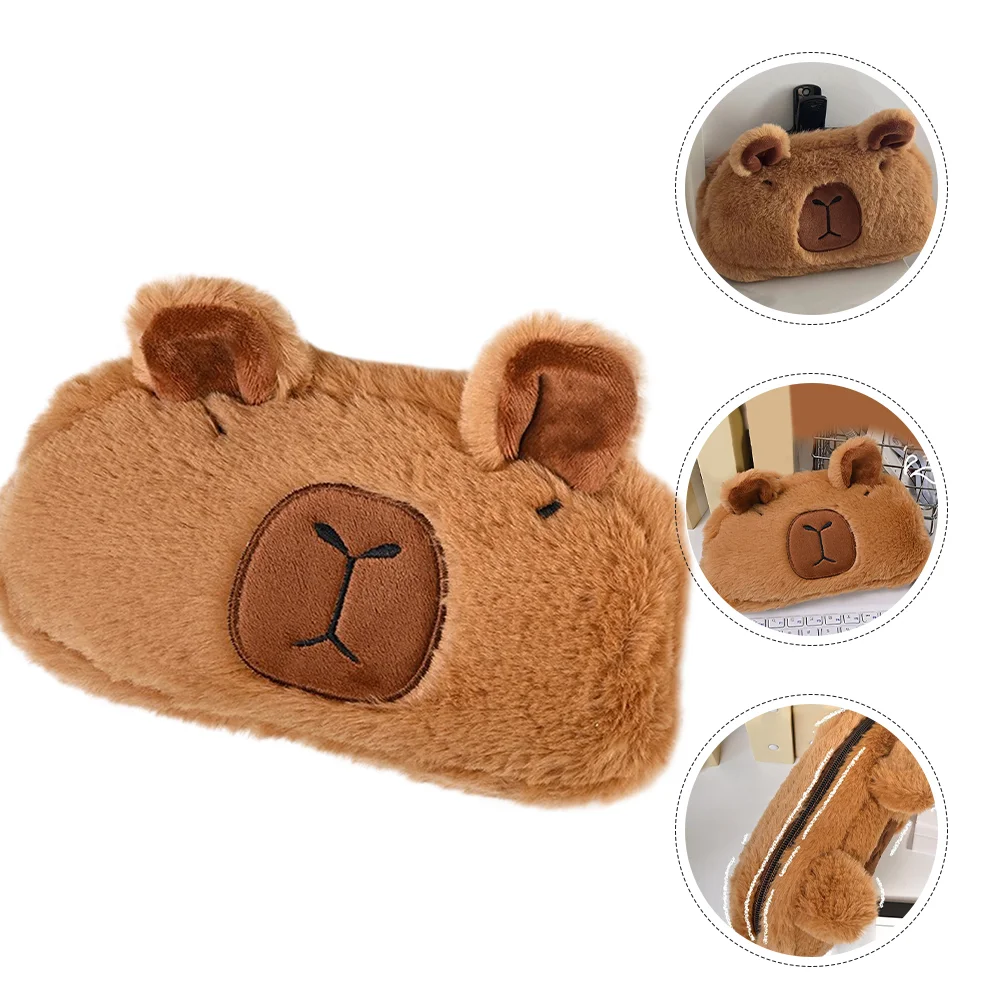 Knuffeldier Cartoon Etui Schattige Tas Pluche Opbergruimte Multifunctioneel Decoratief Bruin Miss