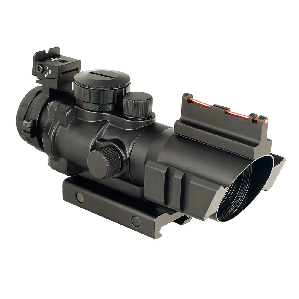 

Optics Tactical 4x32 Dual Illuminated Hunting Compact Prism Scope Sight With Red Fiber Optic