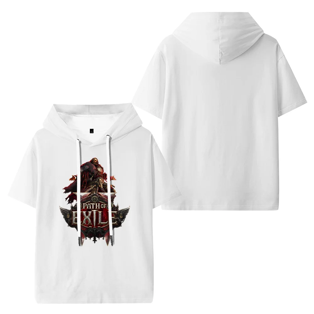 Path of Exile Hot Game Hooded Tshirt Men Womens Streetwear Hooded Short Sleeve Cool Hooded Pullover Tee Fashion Hooded Shirt