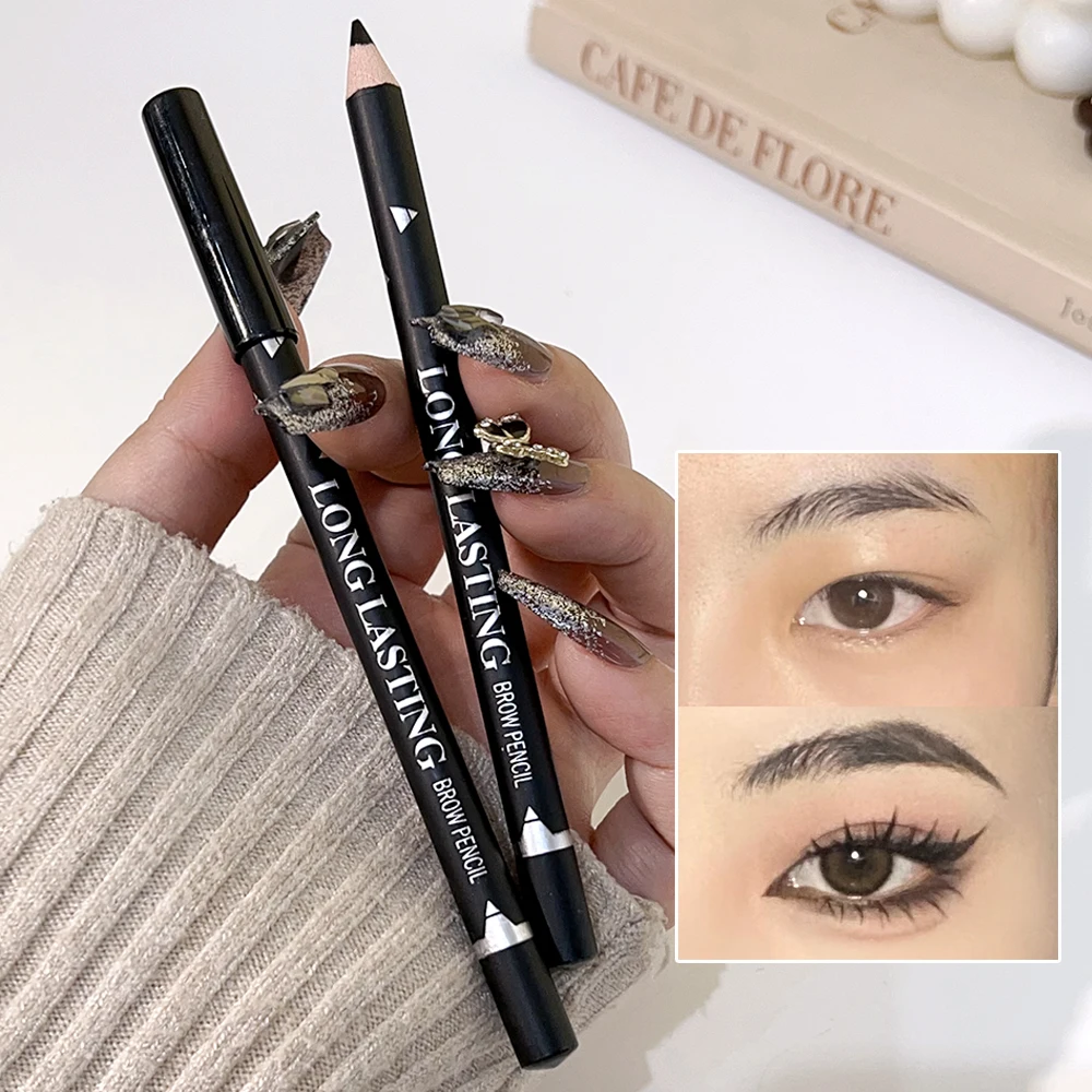 Dual-Use Eyeliner Wenkbrauw Potlood Waterdicht Professionele Vrouwen Oogmake-Up Niet-Vegen Natuurlijke Zwartbruine Wenkbrauwversterker Cosmetica