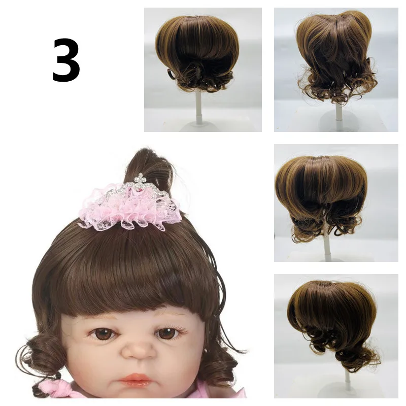 Short Brown Golden Reborn Dolls BJD Doll Hair Wig Fits Doll Head Circumference About 35cm/41cm Doll Hair Accessories