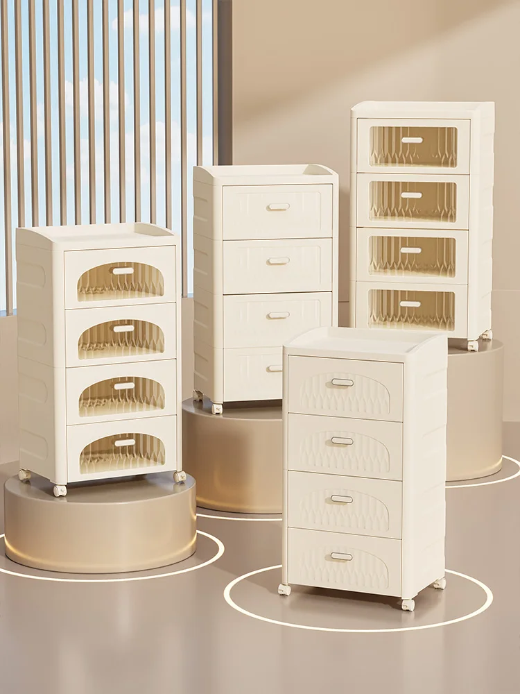 Drawer style storage cabinet, light luxury cream style living room