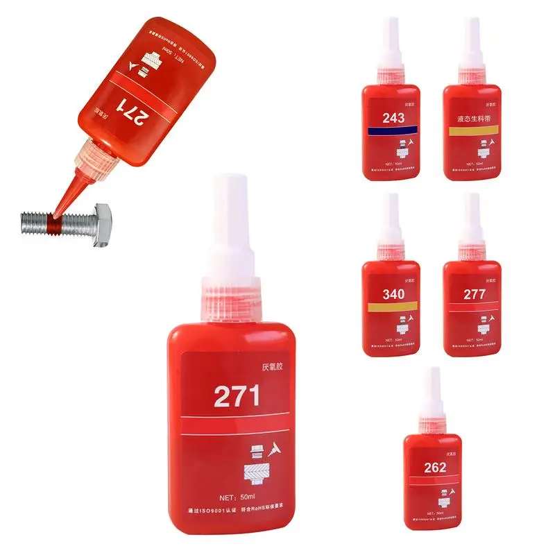 50 Ml Anaerobic Adhesive Threadlocker For M6-M19 Bolt Removable Medium Strength Threadlocker 271 243 262 277 340 Thread Sealant