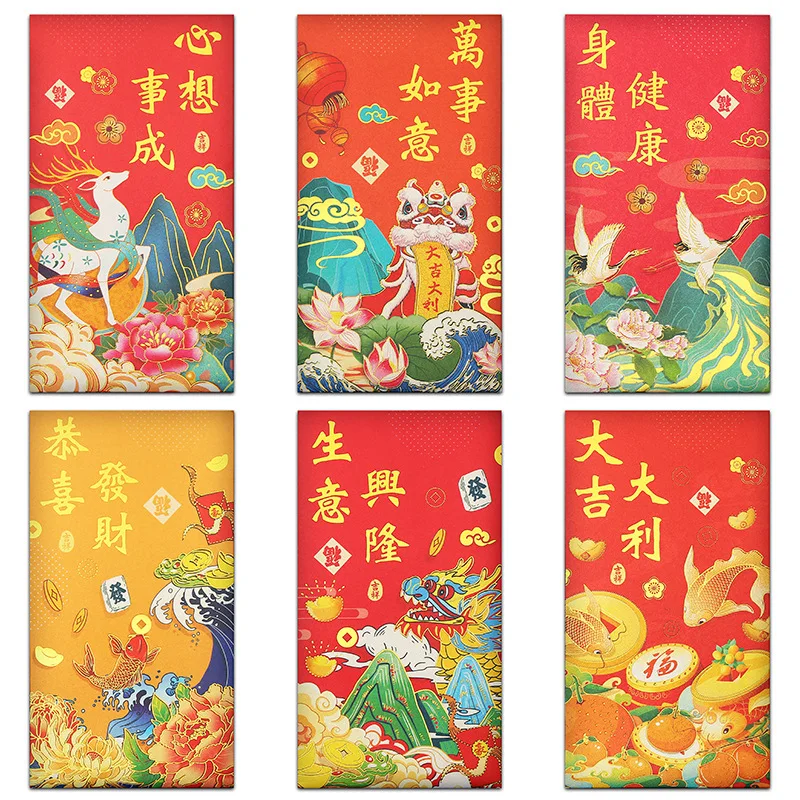 Envelopes de dinheiro da sorte do ano novo chinês, pacotes vermelhos do ano cobra, presente do festival da primavera, 2022, 30pcs