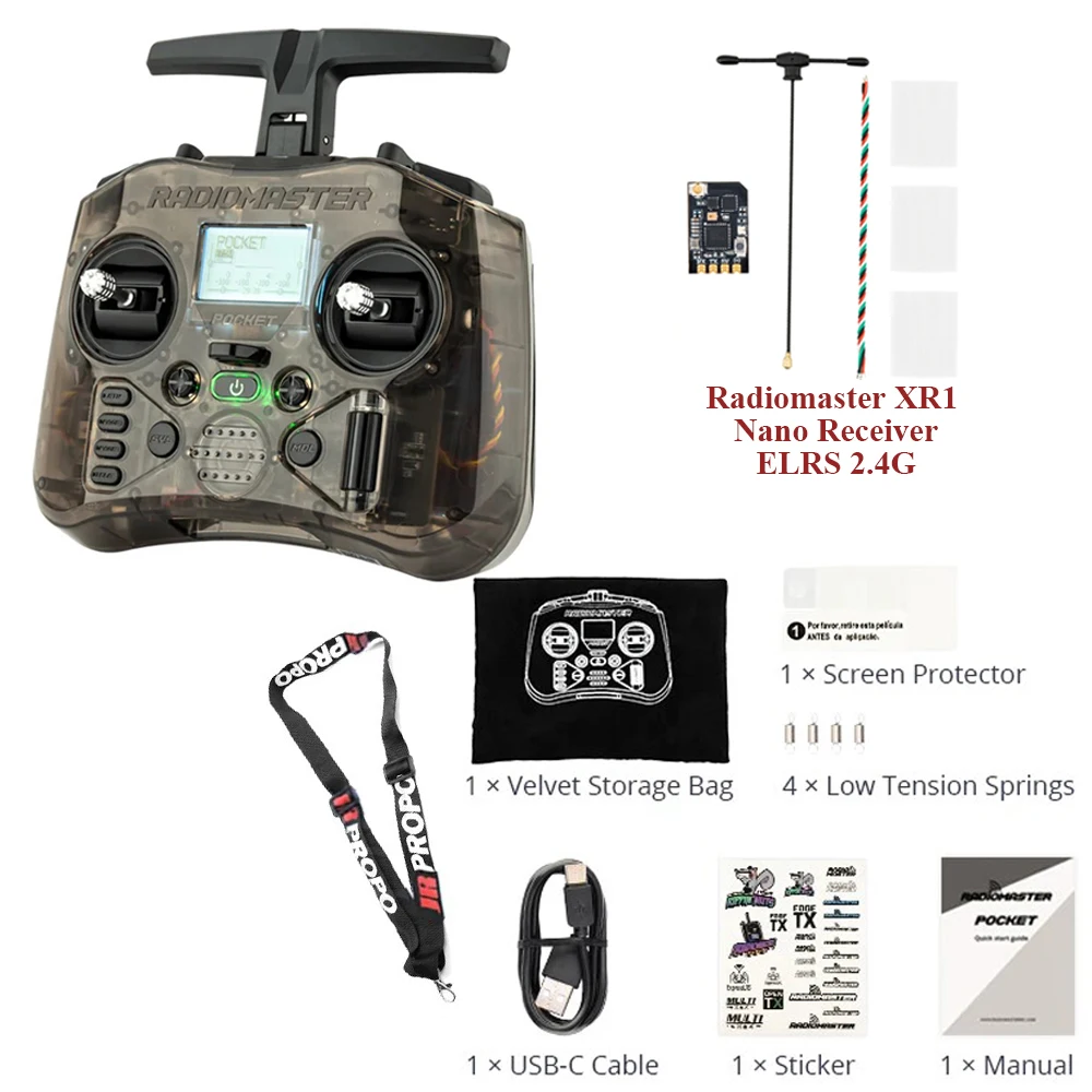 RADIOMASTER Pocket Radio Controller M2 FCC/LBT Hall Gimbal EdgeTX Sender ELRS CC2500 mit BAT RP1 Empfänger für FPV Drohne