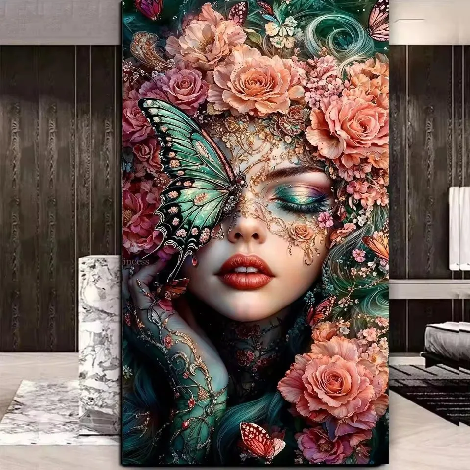 

Fantasy Colorful Woman Butterfly Diamond Painting Kits for Adults Diamond Art 5D Gem Art Kit Big Size DIY Crafts Home Wall Decor