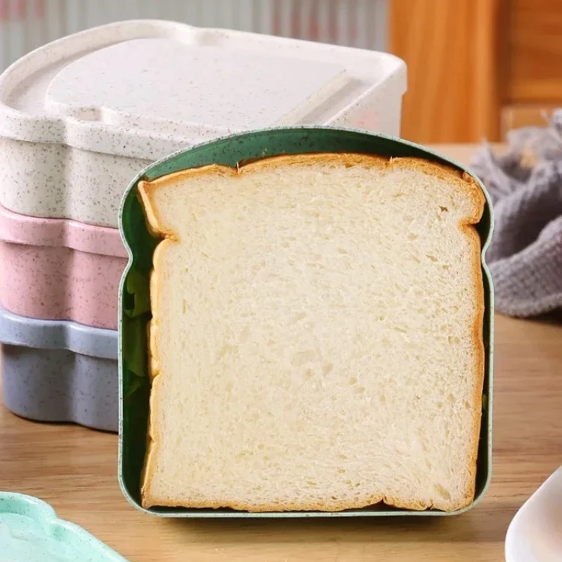 

Toast Shaped Portable Lunch Box Sandwich Silicone Bento Box with Lid Students Office School Outdoor Lunch Boxes Food Containers