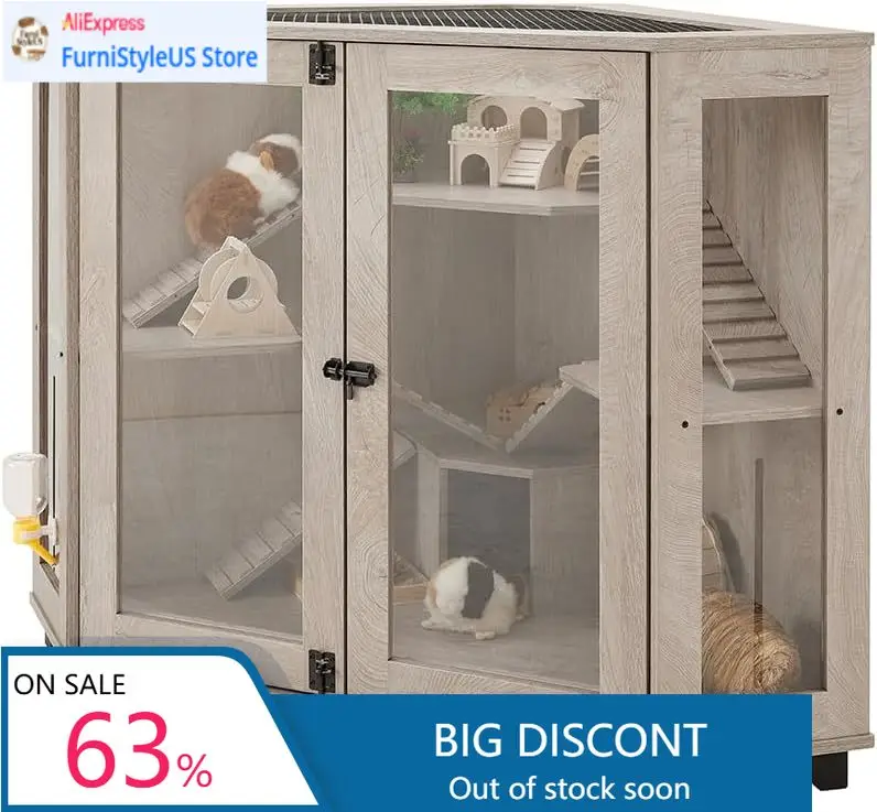 

Chinchillas Cage with Ramp, Rat Cage with House, Hedgehog Cage, Critter Nation Cage for Hamster, Squirrel, Clear Acrylic, Corner