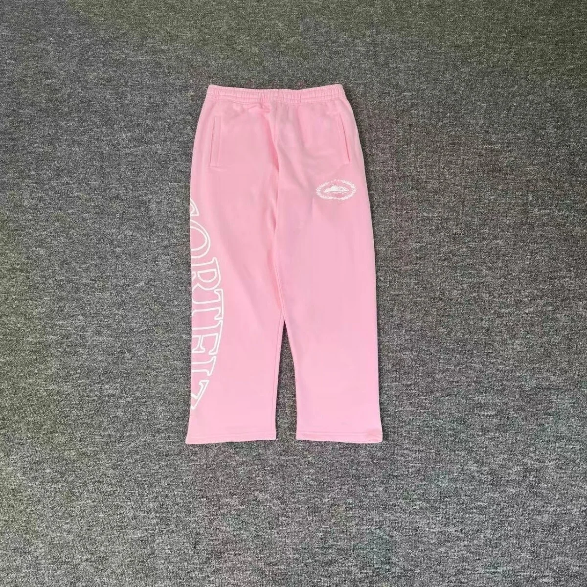 

Хлопковые брюки с прямыми штанинами High Street, розовые повседневные брюки с буквенным принтом, свободная мужская повседневная одежда в американском стиле в стиле хип-хоп