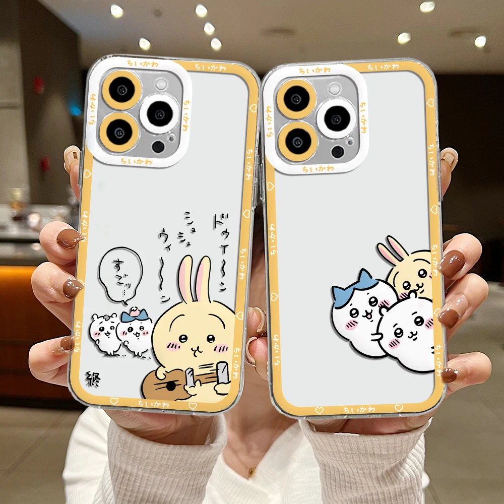 Cute Cartoon Chiikawa Animation Phone Case For iPhone 15 14 13 12 11 Mini Pro Max X XR XSMax 6S 7 8 Plus SE20 Transparent Cover