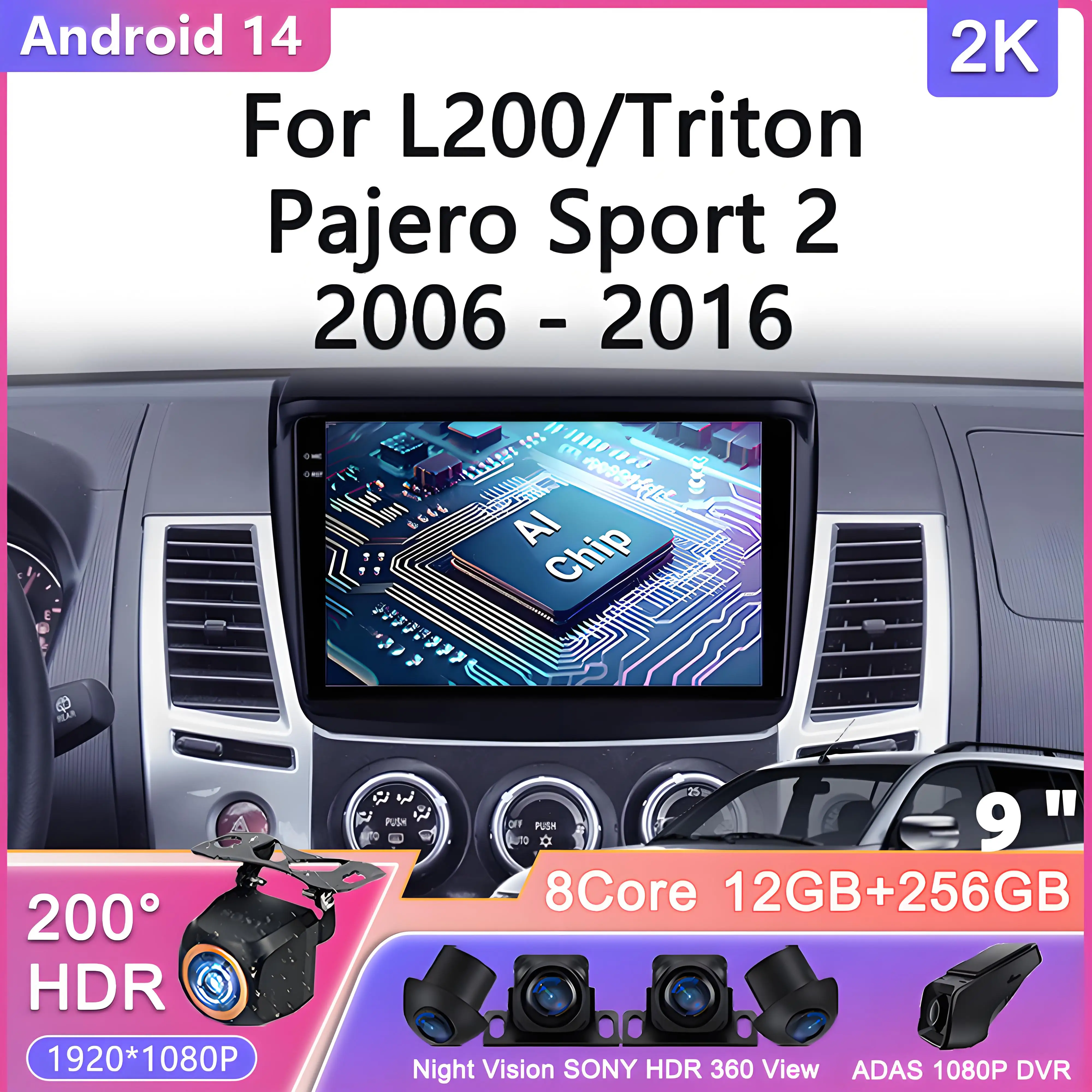

Android 14 For Mitsubishi Pajero Sport 2 2008 - 2016 L200 4 2006 - 2015 Triton 2006 - 2014 Car Radio Multimedia Video Player