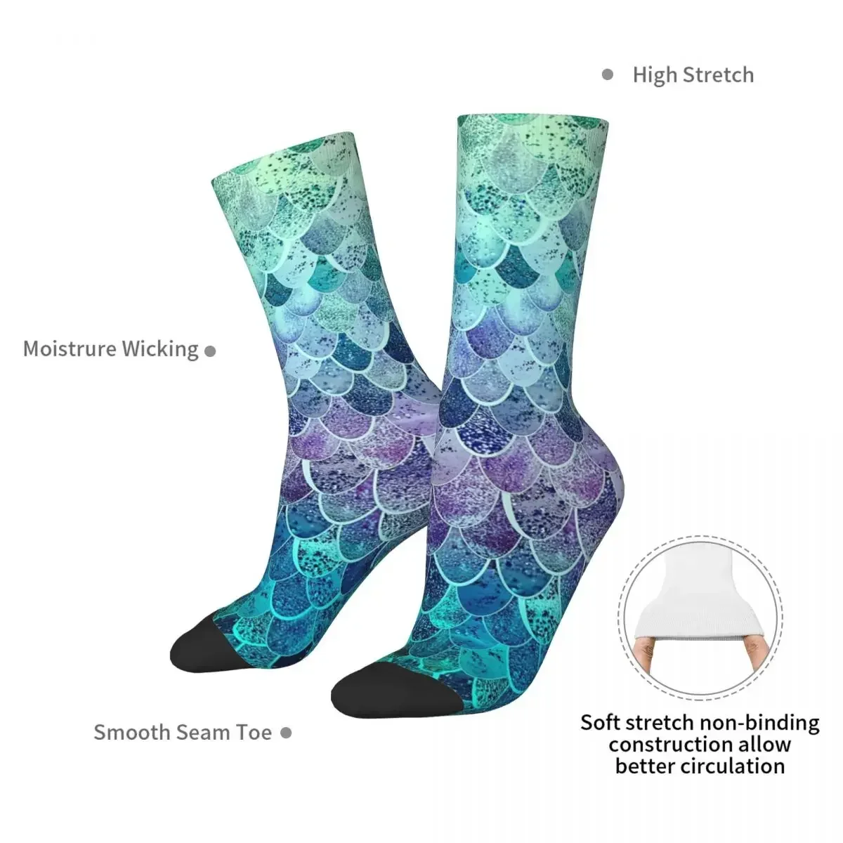 Magic Mermaid Rainbow Socks Harajuku Super Soft Stockings All Season Long Socks Accessories for Unisex Gifts