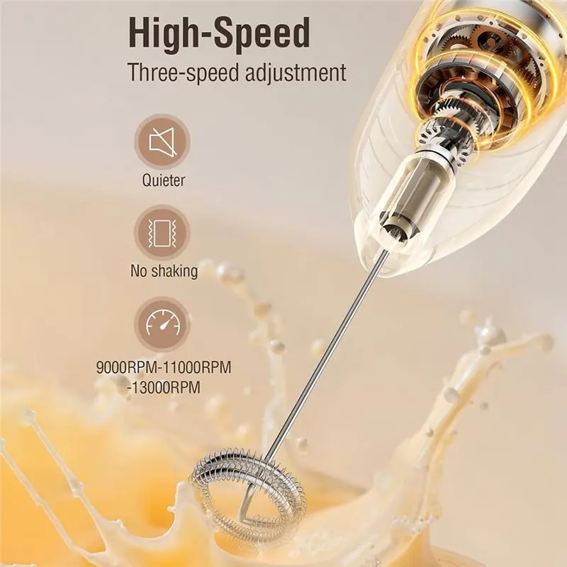 CZKS For Milk Coffee, Lattes Compatible Electric For Milk Frother Handheld Rechargeable LED Digital Display Drink Foam Mixer