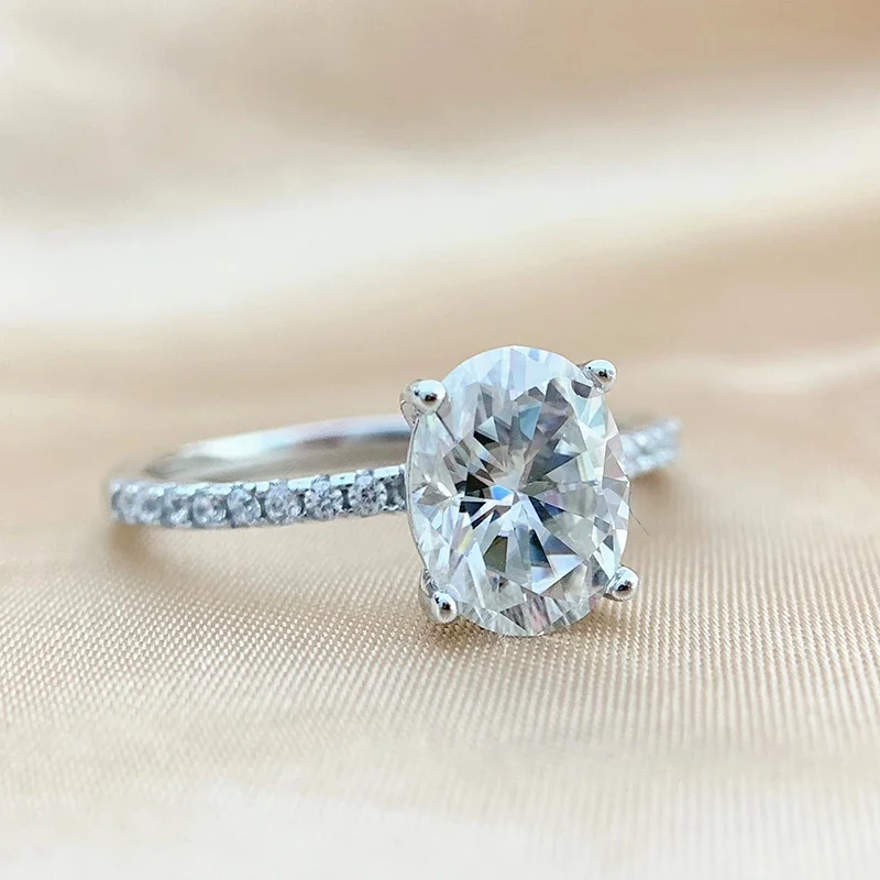 FCGJHW Oval 1CT 2CT 3CT D Color Moissanite Ri...