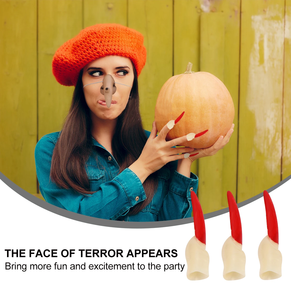 11pcs Zombie Nagels Heks Neus Valse Vingers Speelgoed Rood Halloween Party Cosplay Maskerade Rollenspel Props Past op de meeste