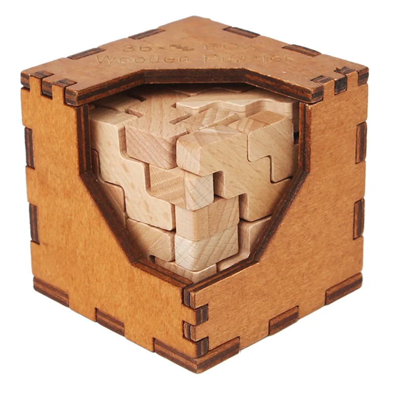 

Новые 3D деревянные логические головоломки Cube Box Puzzles Game, Mojo, 36 деревянных пазлов Why Box, сборные блоки в 1 куб