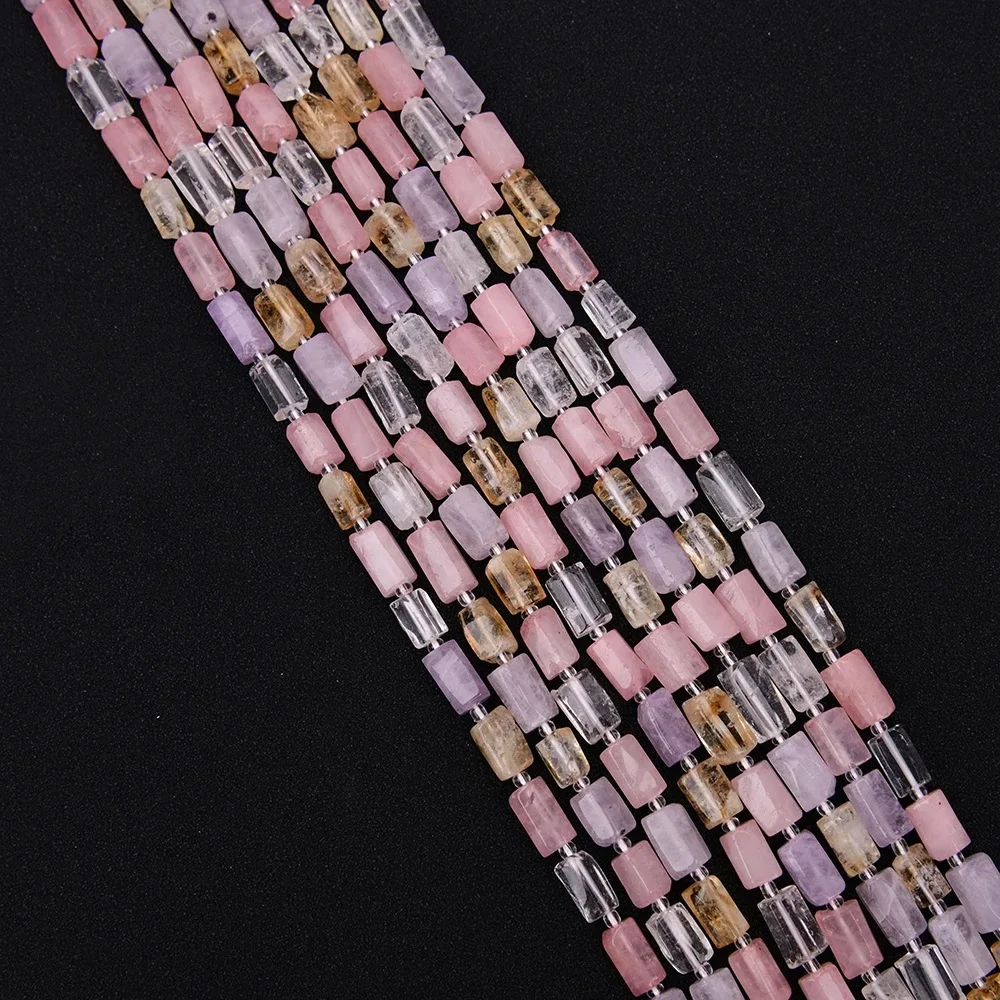 

Natural Colorful Gems Mix Quartz Tube Rectangle Beads Cylinder Polished Crystal Loose Beads 16" Strand Jewelry Making DIY