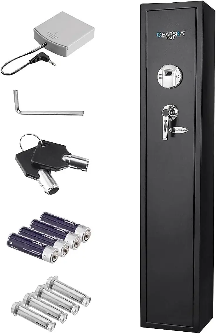 Quick and Easy Access Biometric Fingerprint Rifle Shotgun Firearm Long Gun Safe for Home with Optional Silent Mode & Removable S