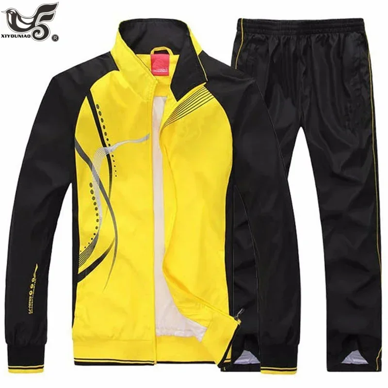 Men\'s Set Spring Autumn Jogging Sportswear Two Piece Sport Suit Jacket+Sweatpants Sweatsuit Men Basketball Tracksuit Clothing