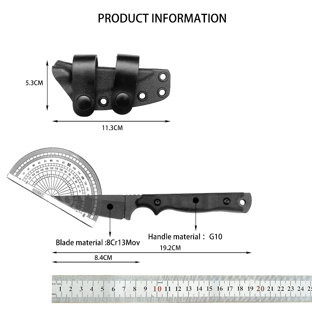 Multifunctional Straight Knife 8Cr13Mov Blade G10 Handle Compact Design Precise and Durable—ideal for Camping and Fishing
