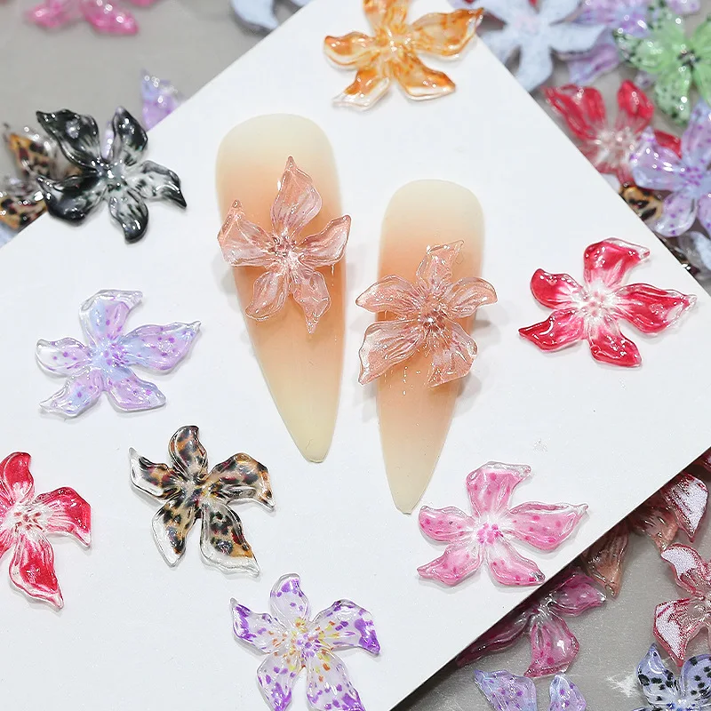 60-20 قطعة متعدد الألوان زهرة الزنبق مسمار الفن السحر ثلاثية الأبعاد الاكريليك مانيكير لوازم الديكور مادة الراتنج لتقوم بها بنفسك مسمار الفن اكسسوارات