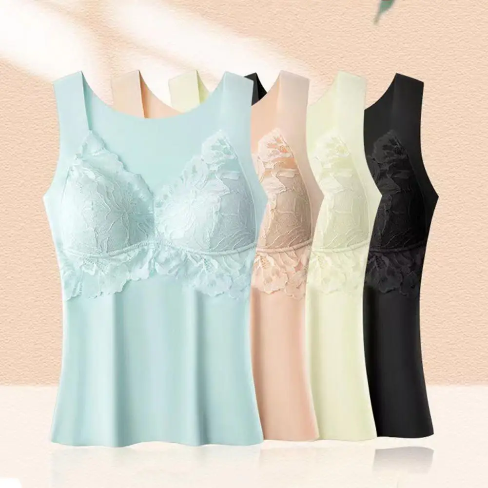 Popular Ladies Vest Sleeveless Push Up Breathable Lace Stitching Seamless Vest Top