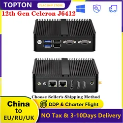 Topton Intel 12th Gen Elkhart Lake J6412 Mini PC senza ventola Dual Gigabit LAN 2x RS232 4xUSB Windows 11 Linux Computer industriale