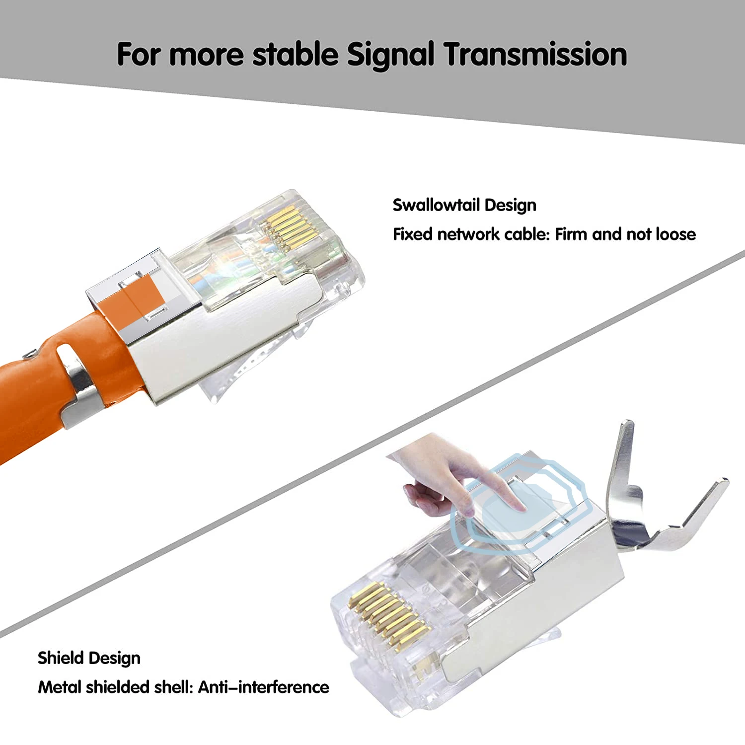 ZoeRax Cat7 Cat6A RJ45 Shielded Pass Through Connectors 50μ Gold Plated Modular Plug Ethernet Connector with Strain Relief Boot - Image 5