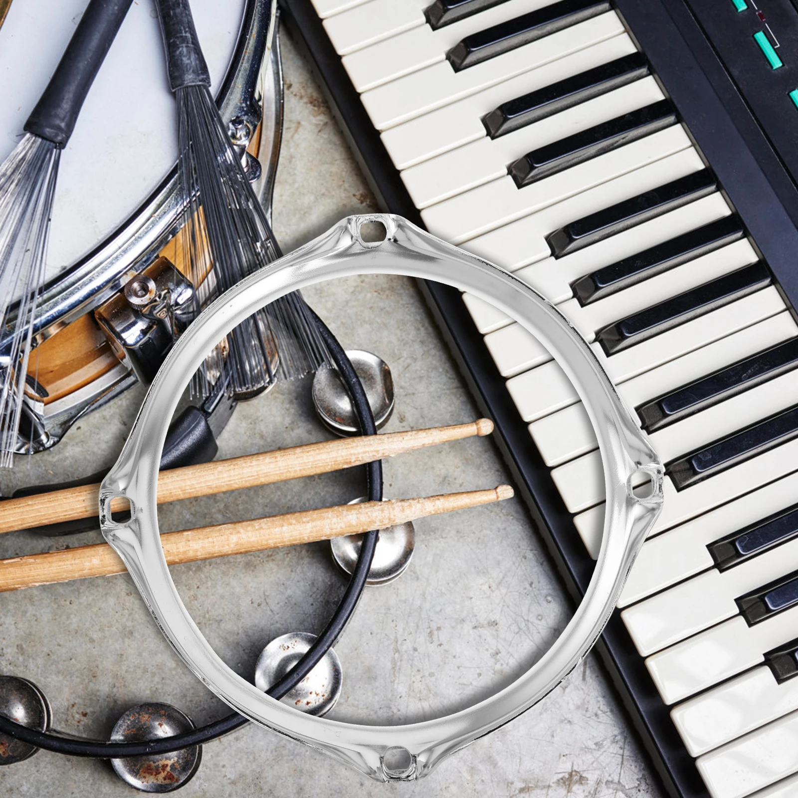 

Bass Drum Hoop Silver Durable Precision Design Jazz Drum Rim Replacement Parts Easy Install Instrument Accessories