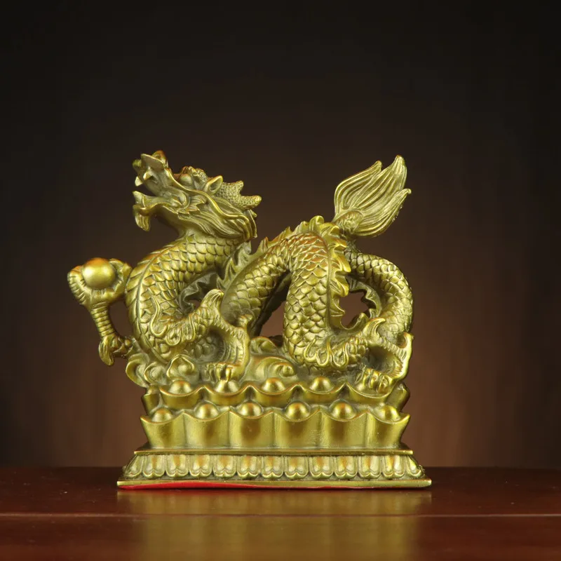All-Copper Treasure Bowl, With Gold Coins, , Coiled , Home And Office Decoration, Golden Dragon