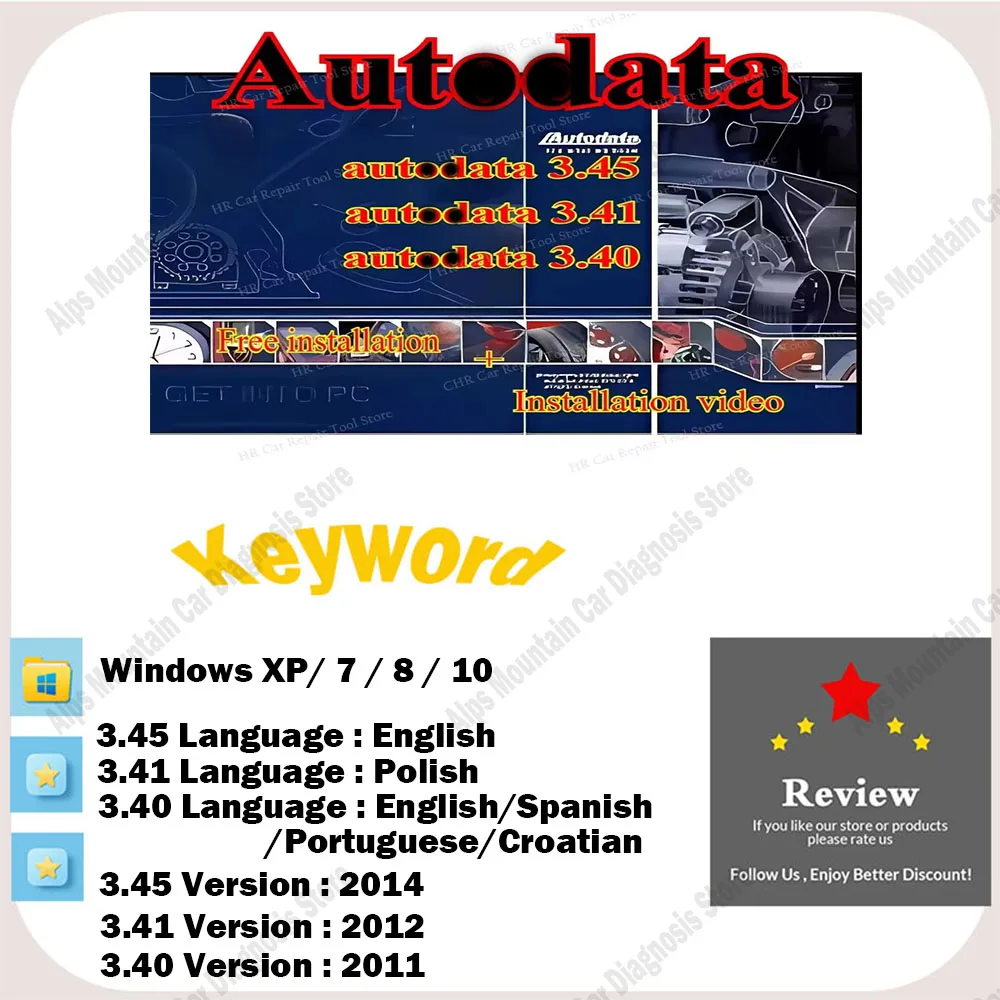 

Autodata 3.45/3.41/3.40 Car Repair Diagnosis Software Multi-Languages Wiring Diagrams Data Polish Version for Automotive Vehicle