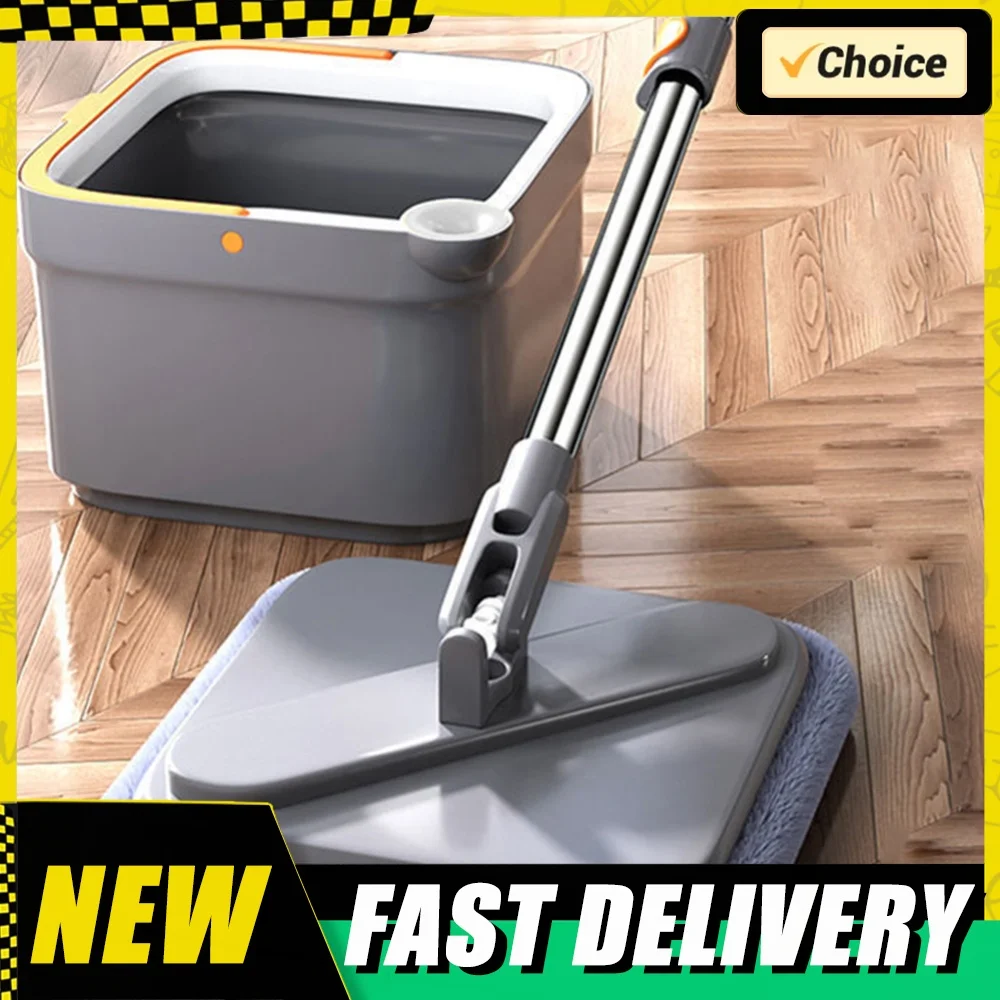 Practical Cleaning Mop with Bucket Floor Cleaning Mop Hand-Free 360 Rotatable Adjustable for Home Wall Car Kitchen