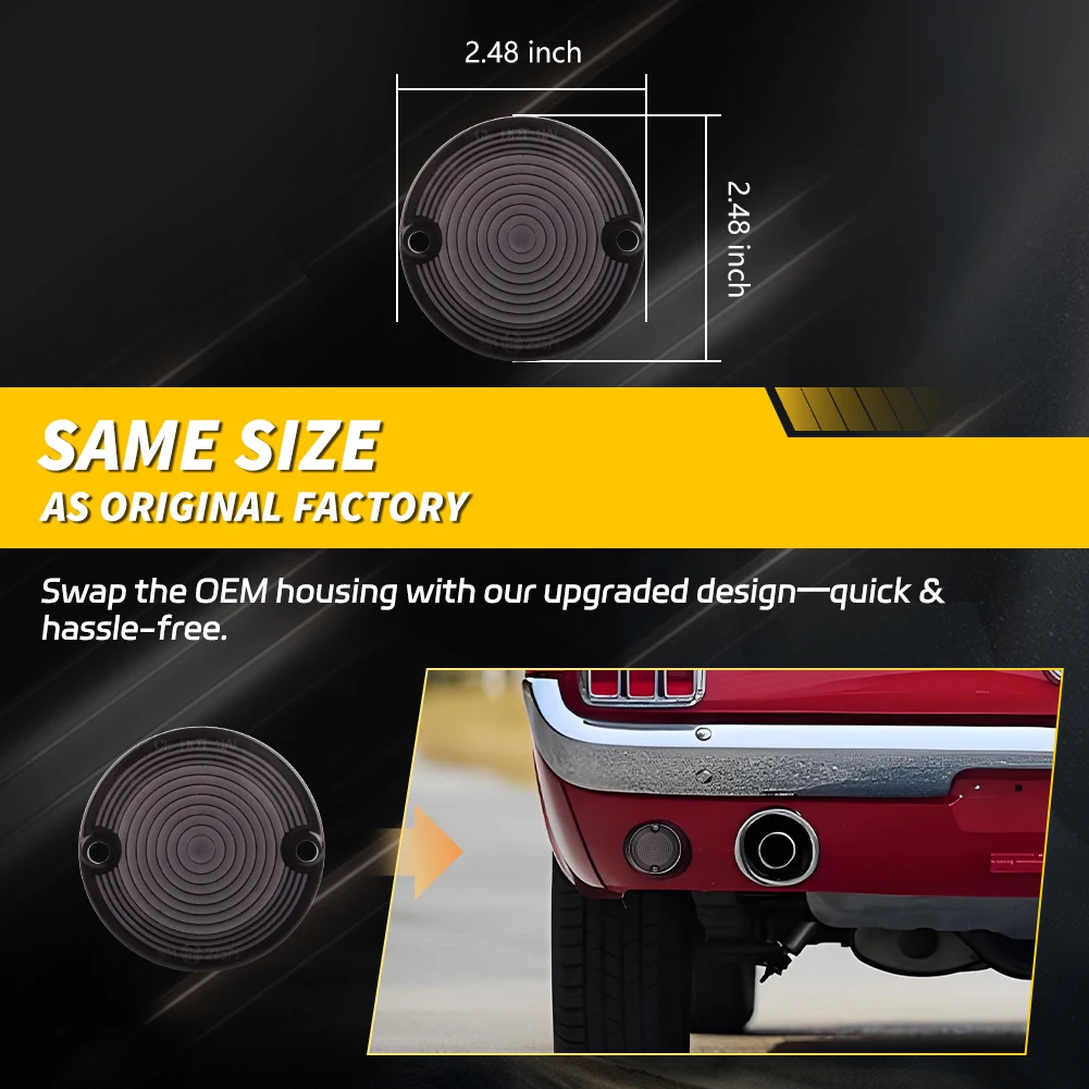 2X Rear Bumper Reflector Tail Light Backup Light Reverse Light Cover For 1964-1968 Ford Mustang 1967-1968 Mercury Cougar No Bulb view 3