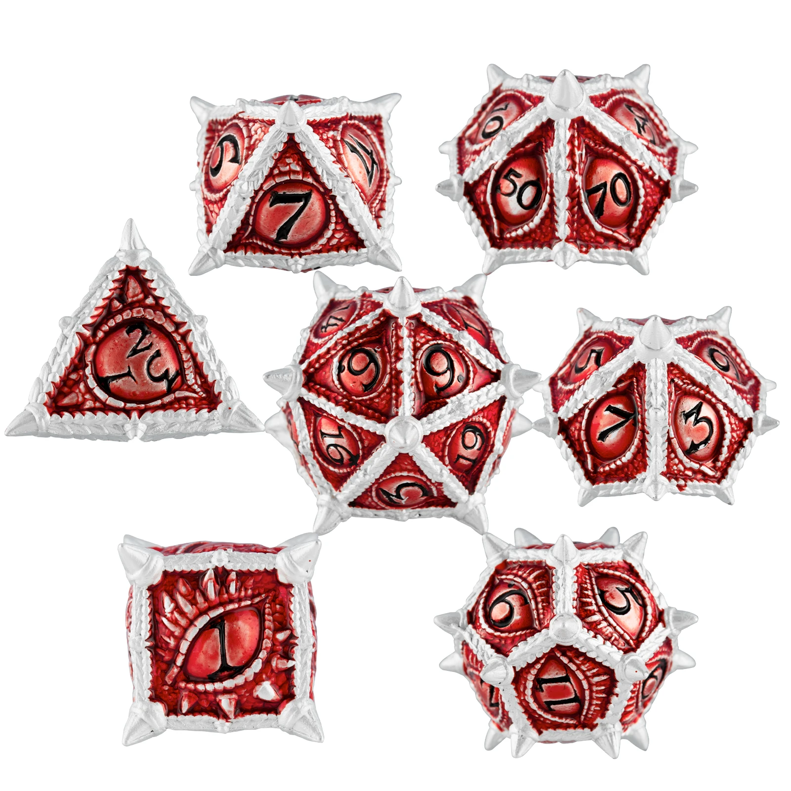 

Dragon Metal Dices DND Dice set for Dungeon and Dragons role playing games player rpg Polyhedral Dices D&D Dice set with box red