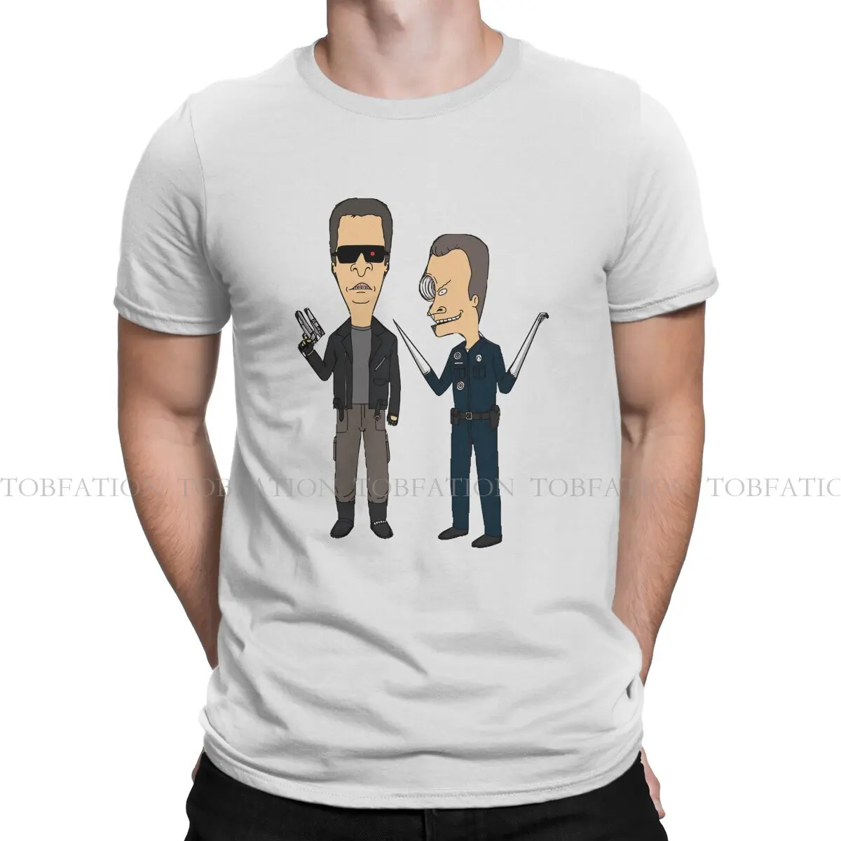 Beavis and Butthead Funny Man T800 and T1000 Tshirt Graphic Men Tops Vintage Alternative Summer Clothing 100% Cotton T Shirt