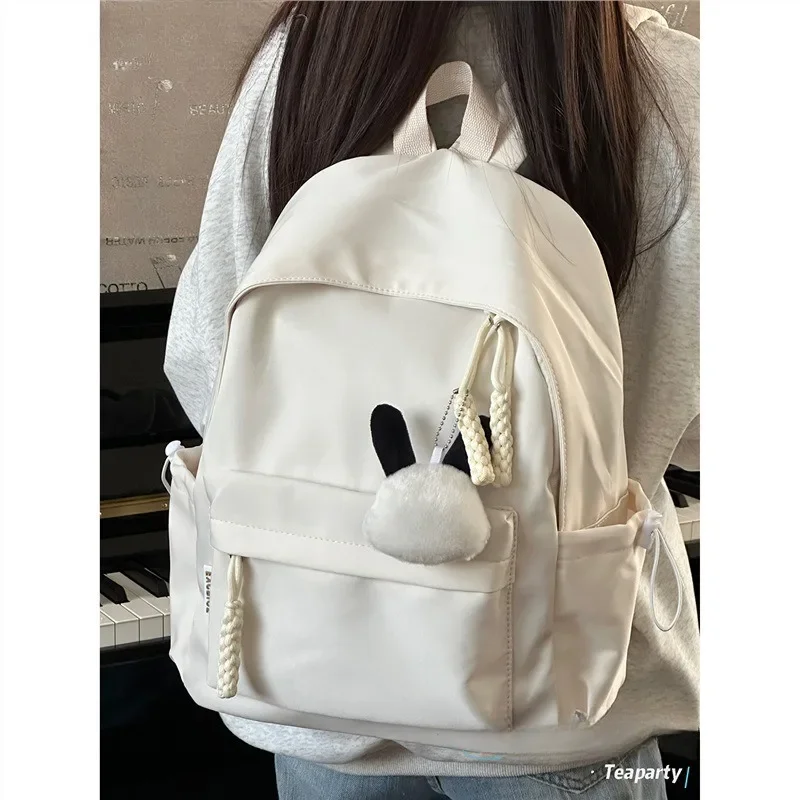 Mochila escolar sencilla y ligera para chica, monederos y bolsos de mano con cremallera de Color sólido, estilo Preppy, dulce y lindo Mori, moda urbana