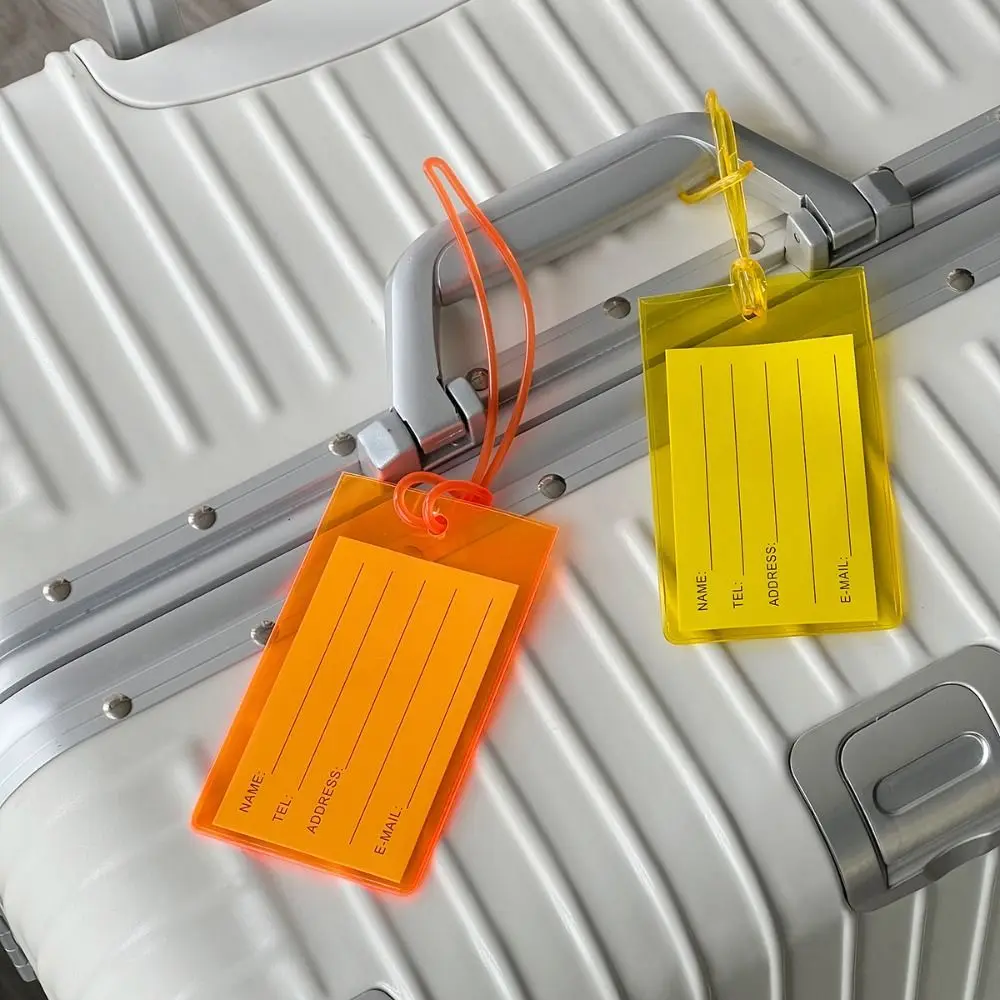 Fluorescent Luggage Tag Colorful PVC Baggage Name Tags Boarding Pass Aircraft Consignment Card Tag Airplane Suitcase Tag Travel