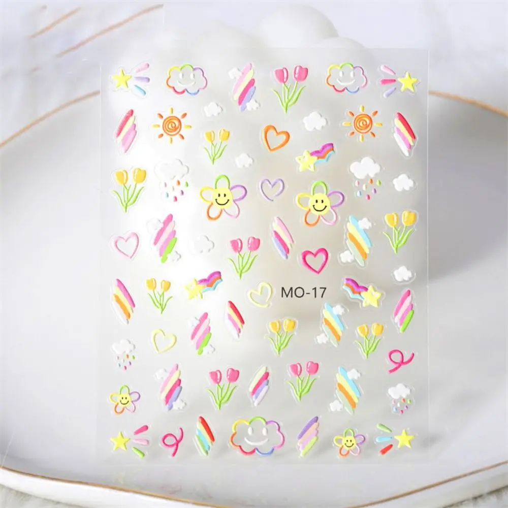 Mode bloemen nagelsticker 5D reliëf graffiti nagelsticker bloem konijn DIY nagelkunst