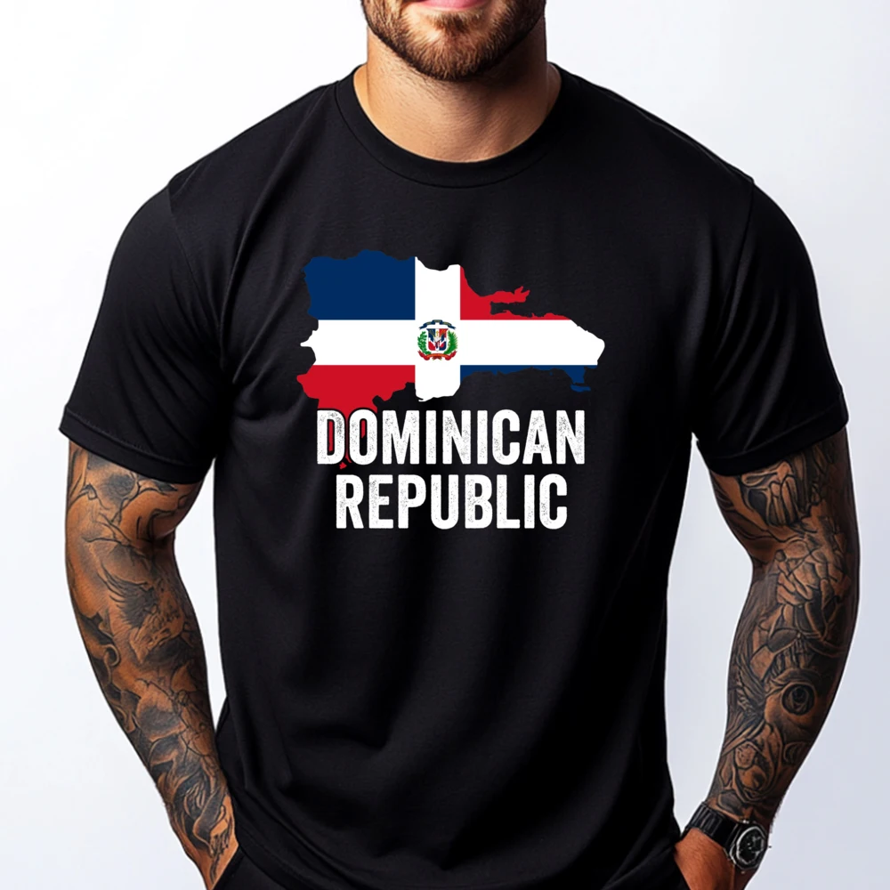 

Dominican Republic Flag And Map Vintage Dominican Roots Streetwear Men Camisetas De Hombre Valentine's Day