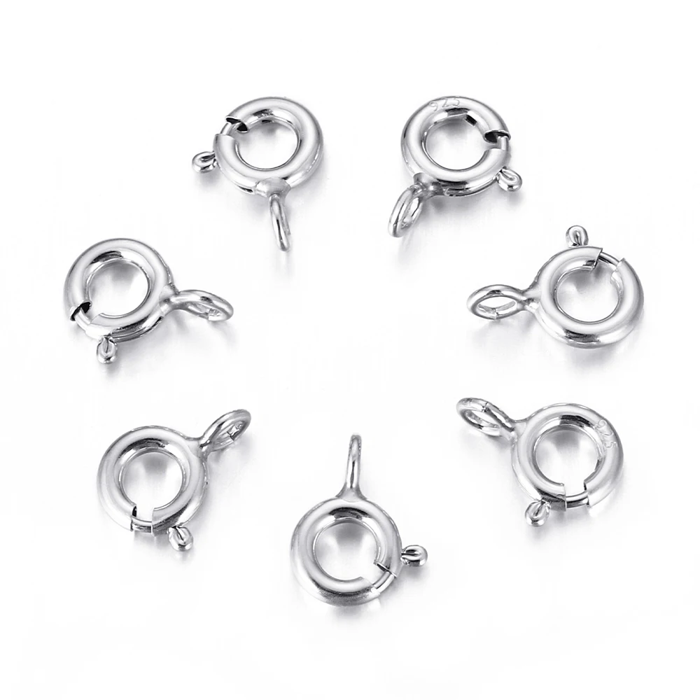 4 pezzi 5/6/8mm 925 Sterling Silver Round Claw chiusure a molla ganci per bracciale collana connettori gioielli fai da te che fanno forniture