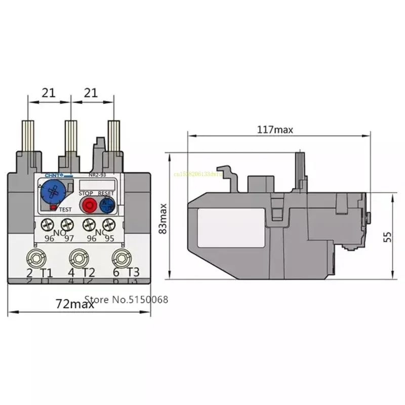 CHNT NR2-93/Z 30-40A 37-50A 48-65A 55-70A 63-80A 80-93A Thermal Protection Overload Relay For CJX2 40A 50A 65A 70A 80A 63A