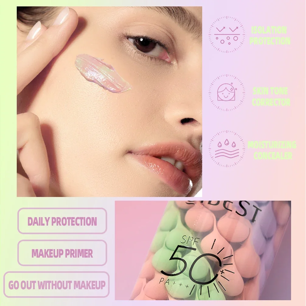 40g Face Makeup Primer Tri-color Cream Brighten Contour Color Isolation Waterproof Makeup Foundation Natural Makeup Base Cream