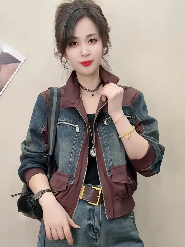 Płaszcz damski Early Autumn ort Jaet, kolorowy, wyszczuplający, uniwersalny, luźny krój, długi rękaw, zapinany na zamek.