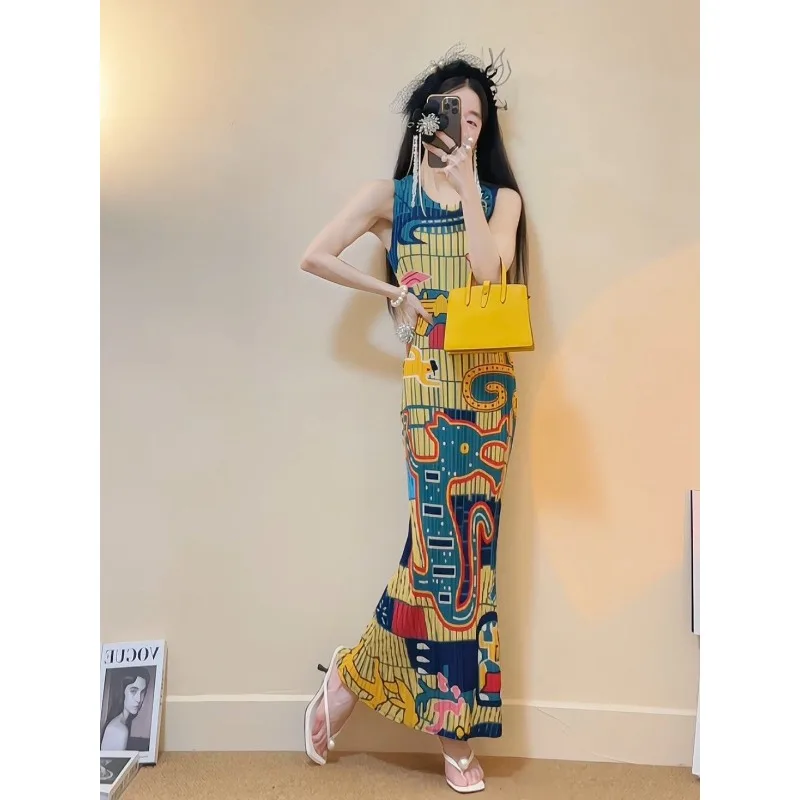 

Spring Summer Women's Dresses Tank Tops Sleeveless Pleated New Arrivals Minimalist Slimming Niche Versatile Casual Comfortable